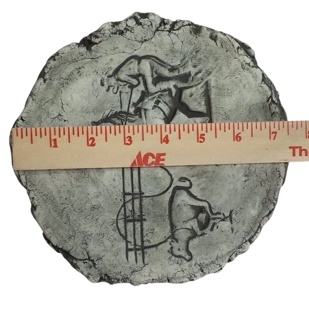Unique Hand Carved Stone Art Wall Plaque Horse Cart Rustic Farmhouse‎ Decor